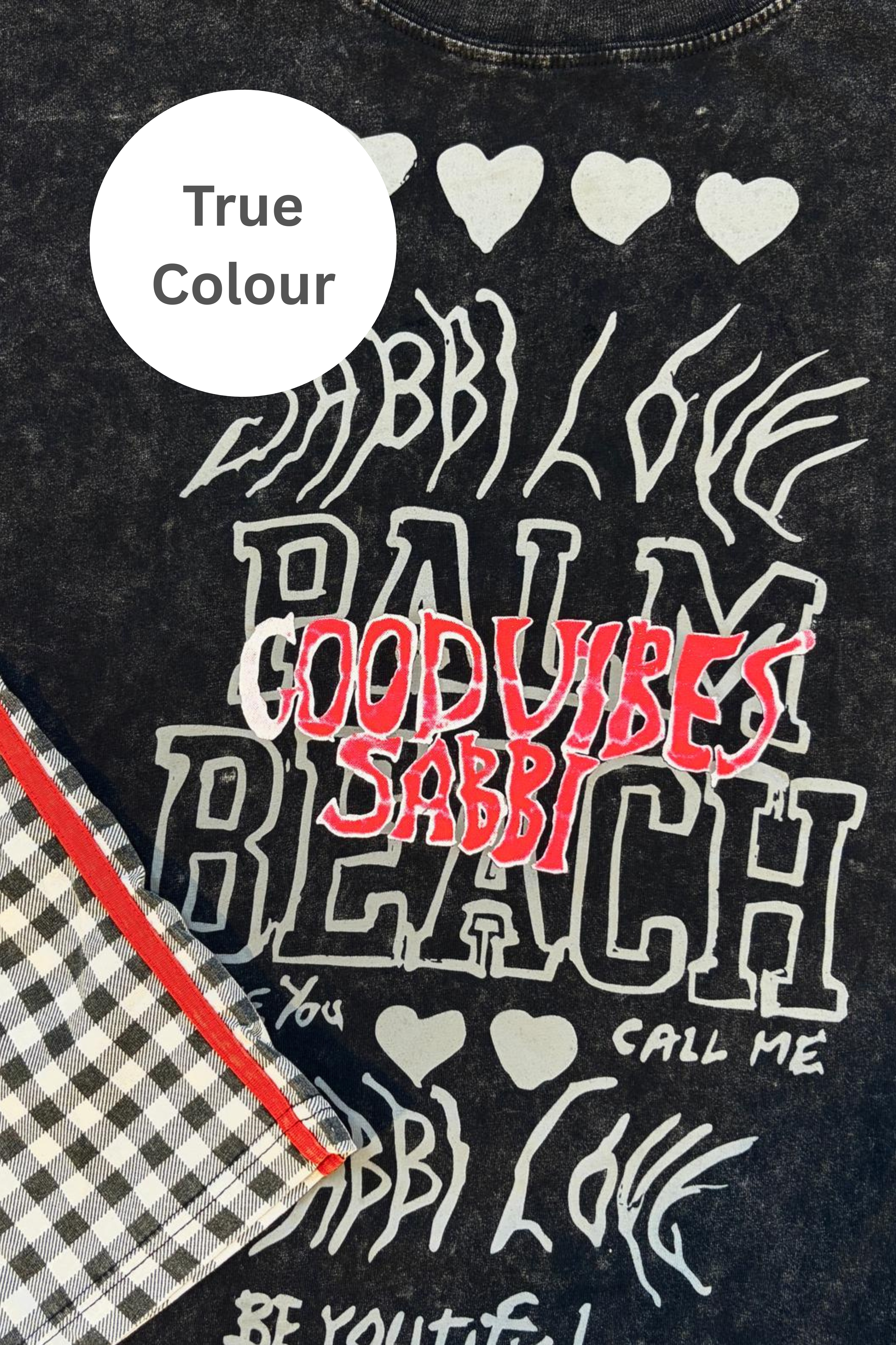 THE BE HAPPY GINGHAM LONG SLEEVE TEE